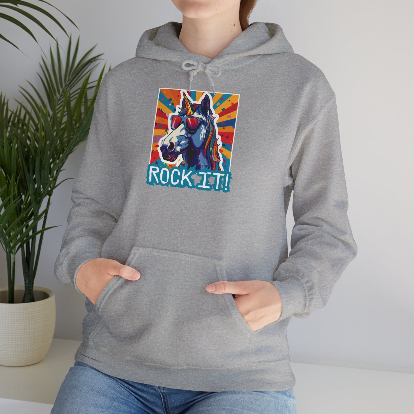 "Rock It!" Unicorn | Felpa con cappuccio Unisex
